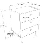 Luke Komodin 3 Çekmeceli Ahşap Ayaklı Beyaz LK2-W