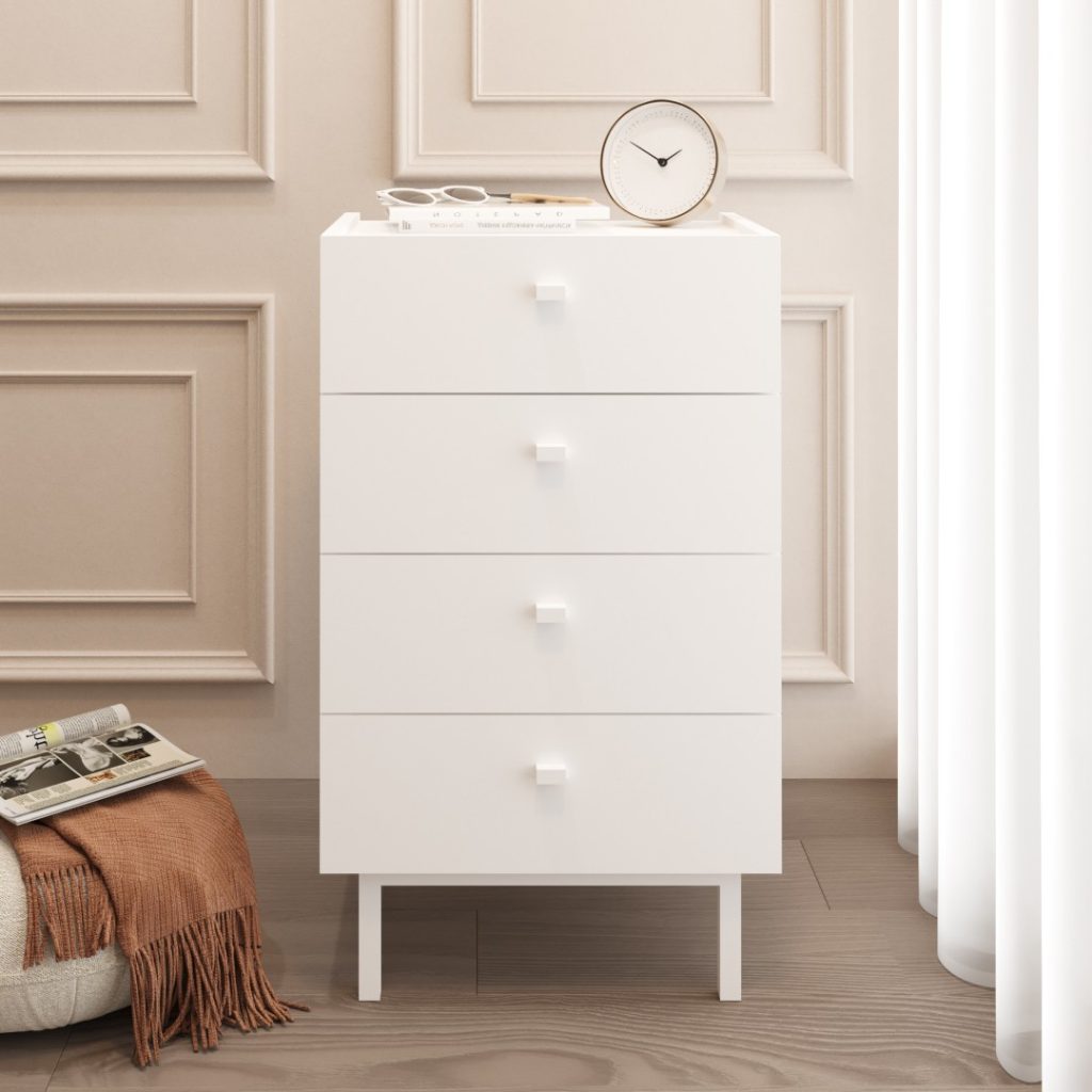 Luke Şifonyer 4 Çekmeceli Ahşap Ayaklı Beyaz LK3-W