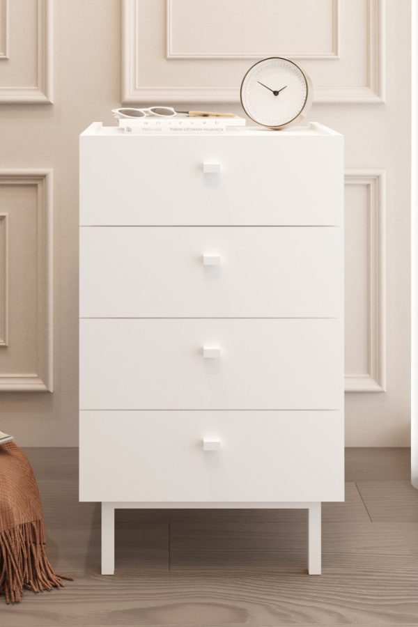 Luke Şifonyer 4 Çekmeceli Ahşap Ayaklı Beyaz LK3-W