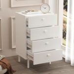 Luke Şifonyer 4 Çekmeceli Ahşap Ayaklı Beyaz LK3-W