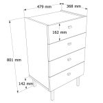Luke Şifonyer 4 Çekmeceli Ahşap Ayaklı Beyaz LK3-W