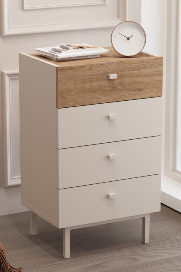 Luke Şifonyer 4 Çekmeceli Ahşap Ayaklı Kumsal-Sepet LK3-CS