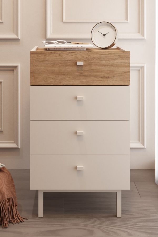 Luke Şifonyer 4 Çekmeceli Ahşap Ayaklı Kumsal-Sepet LK3-CS