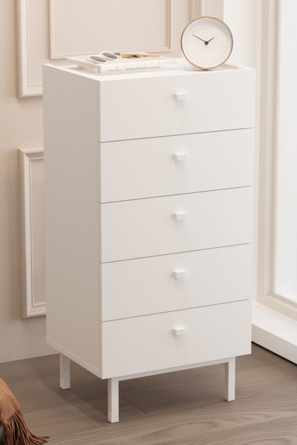 Luke Şifonyer 5 Çekmeceli Ahşap Ayaklı Beyaz LK4-W