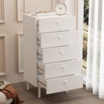 Luke Şifonyer 5 Çekmeceli Ahşap Ayaklı Beyaz LK4-W