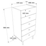 Luke Şifonyer 5 Çekmeceli Ahşap Ayaklı Beyaz LK4-W