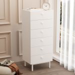 Luke Şifonyer 6 Çekmeceli Ahşap Ayaklı Beyaz LK5-W