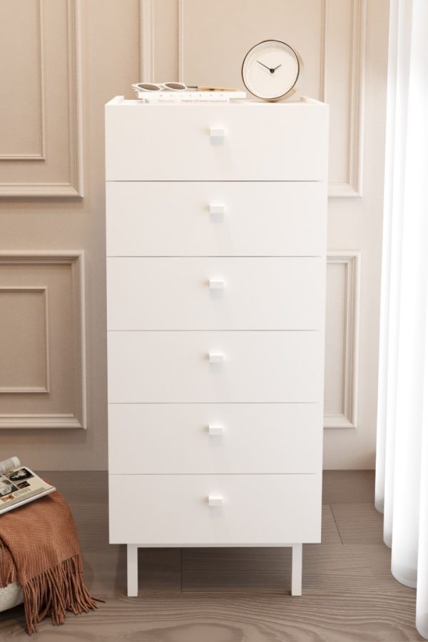 Luke Şifonyer 6 Çekmeceli Ahşap Ayaklı Beyaz LK5-W