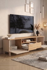 Mood Tv Ünitesi Sehpası 2 Kapaklı 2 Çekmeceli Ahşap Ayaklı 180cm Kumsal-Sepet MD1-CS