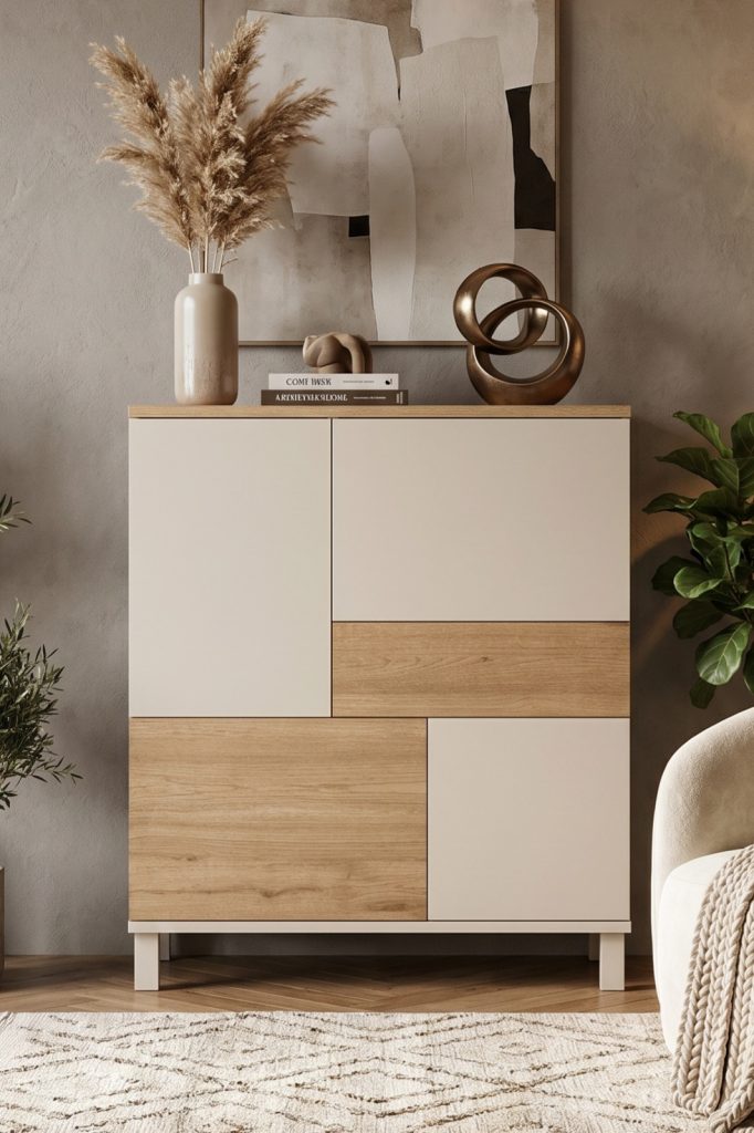 Mood Çok Amaçlı Dolap Ahşap Ayaklı 4 Kapaklı Çekmeceli Kumsal-Sepet MD3-CS