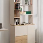 Mood Kitaplık Raf Ahşap Ayaklı 188cm 2 Kapaklı 2 Çekmeceli Kumsal-Sepet MD6-CS