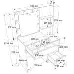 Monroe Makyaj Masası 4 Çekmeceli Düzenleyici Hollywood Led Işıklı Raflı Beyaz MO2-W