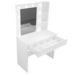 Monroe Makyaj Masası Çekmeceli Düzenleyici Hollywood Led Işıklı Raflı Beyaz MO3-W