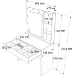 Monroe Makyaj Masası Çekmeceli Düzenleyici Hollywood Led Işıklı Raflı Beyaz MO3-W