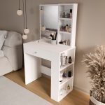 Monroe Makyaj Masası Çekmeceli Düzenleyici Raflı Beyaz MO1-W