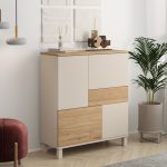 Mood Çok Amaçlı Dolap Ahşap Ayaklı 4 Kapaklı Çekmeceli Kumsal-Sepet MD3-CS