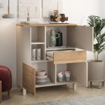 Mood Çok Amaçlı Dolap Ahşap Ayaklı 4 Kapaklı Çekmeceli Kumsal-Sepet MD3-CS