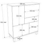 Mood Çok Amaçlı Dolap Ahşap Ayaklı 4 Kapaklı Çekmeceli Kumsal-Sepet MD3-CS