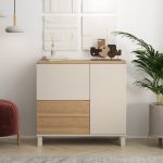 Mood Çok Amaçlı Dolap Ahşap Ayaklı 2 Kapaklı 2 Çekmeceli Kumsal-Sepet MD4-CS