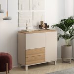 Mood Çok Amaçlı Dolap Ahşap Ayaklı 2 Kapaklı 2 Çekmeceli Kumsal-Sepet MD4-CS