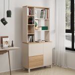 Mood Kitaplık Raf Ahşap Ayaklı 188cm 2 Kapaklı 2 Çekmeceli Kumsal-Sepet MD6-CS