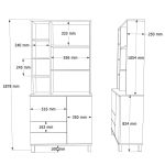 Mood Kitaplık Raf Ahşap Ayaklı 188cm 2 Kapaklı 2 Çekmeceli Kumsal-Sepet MD6-CS