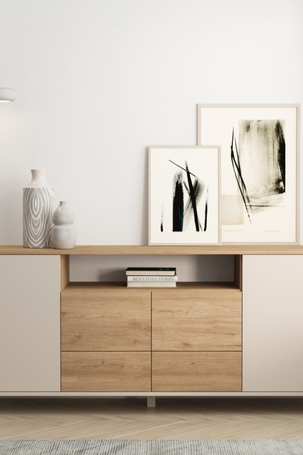 Mood Konsol 4 Kapaklı 2 Çekmeceli Ahşap Ayaklı 180cm Kumsal-Sepet MD5-CS