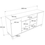 Mood Konsol 4 Kapaklı 2 Çekmeceli Ahşap Ayaklı 180cm Kumsal-Sepet MD5-CS