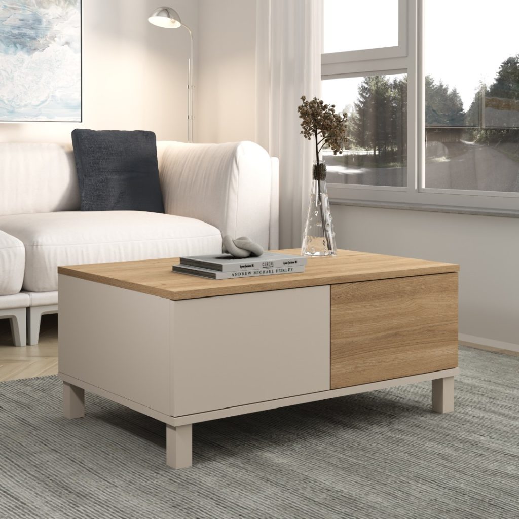 Mood Orta Sehpa Ahşap Ayaklı 2 Çekmeceli Kumsal-Sepet MD2-CS