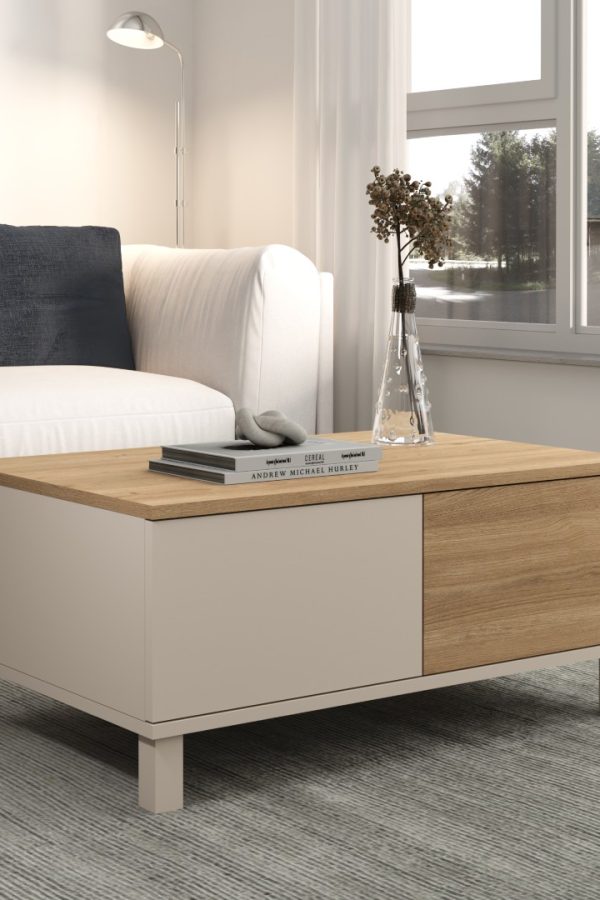 Mood Orta Sehpa Ahşap Ayaklı 2 Çekmeceli Kumsal-Sepet MD2-CS