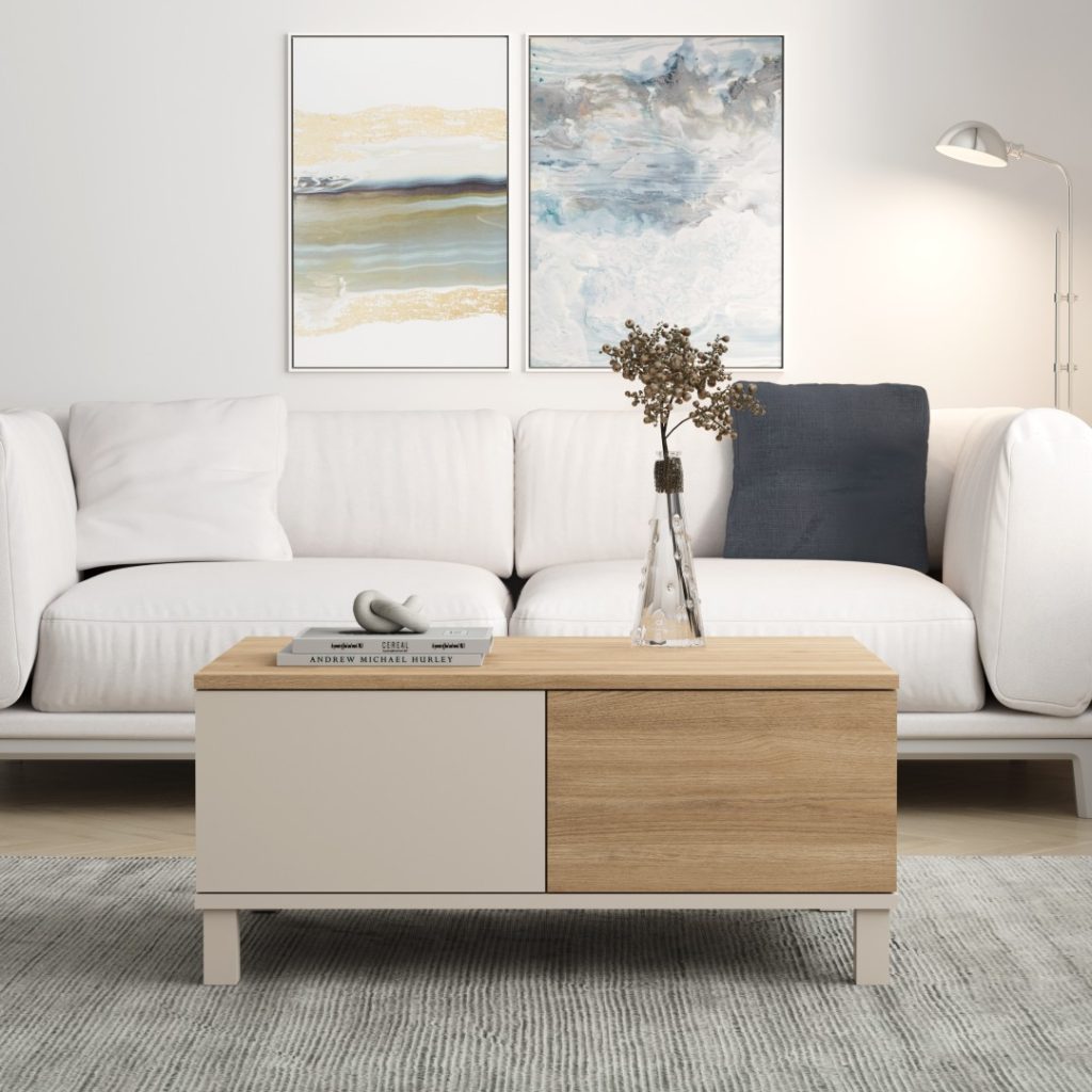 Mood Orta Sehpa Ahşap Ayaklı 2 Çekmeceli Kumsal-Sepet MD2-CS