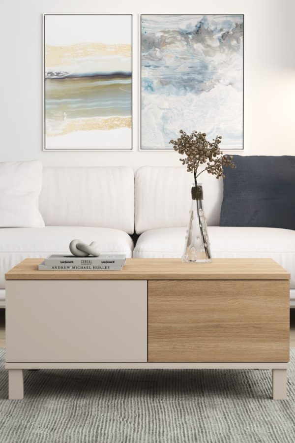 Mood Orta Sehpa Ahşap Ayaklı 2 Çekmeceli Kumsal-Sepet MD2-CS