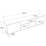Mood Tv Ünitesi Sehpası 2 Kapaklı 2 Çekmeceli Ahşap Ayaklı 180cm Kumsal-Sepet MD1-CS
