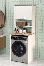 Nord Çamaşır Makinesi Dolabı 2 Kapaklı Raflı Sepet-Beyaz ND11-SW