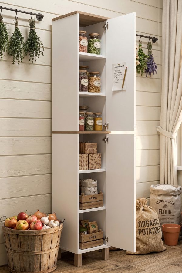 Nord Çok Amaçlı Dolap Mutfak Kiler Banyo Dolabı 195cm Sepet-Beyaz ND12-SW