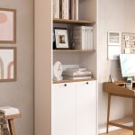 Nord Kitaplık Raf Ahşap Ayaklı 180cm Kapaklı Sepet-Beyaz-Jüt ND13-SW