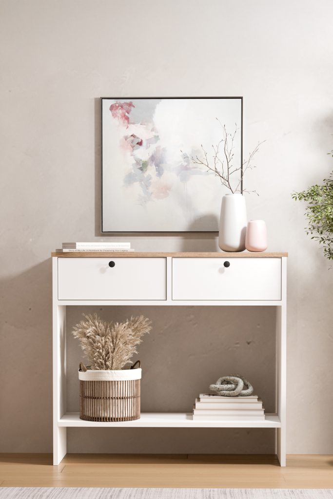 Nord Dresuar Kapaklı Ahşap Ayaklı Sepet-Beyaz ND14-SW