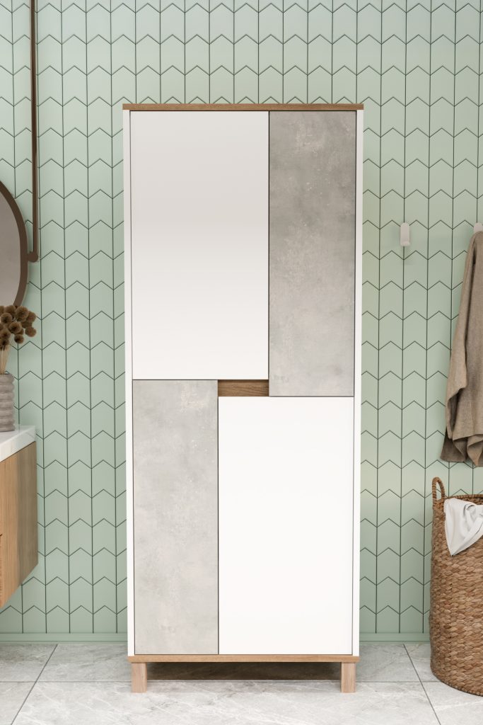 Nord Çok Amaçlı Dolap Mutfak Kiler Erzak Banyo Dolabı 175cm Sepet-Beyaz-Taş ND15-SW