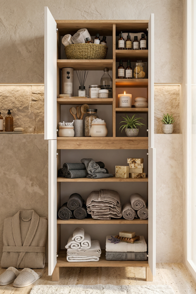 Nord Çok Amaçlı Dolap Mutfak Kiler Erzak Banyo Dolabı 175cm Sepet-Beyaz-Taş ND15-SW