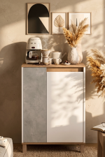 Nord Çok Amaçlı Dolap Mutfak Kiler Erzak Banyo Dolabı 97cm Sepet-Beyaz-Taş ND16-SW