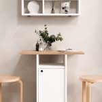 Nord Mutfak Masası Yemek Masası Dolaplı Raflı Sepet-Beyaz ND17-SW