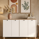 Nord Konsol 4 Kapaklı Ahşap Ayaklı 120cm Sepet-Beyaz ND2-SW