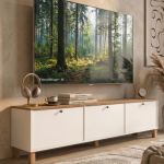 Nord Tv Ünitesi Sehpası 3 Kapaklı Ahşap Ayaklı 180cm Sepet-Beyaz ND6-SW