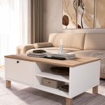 Nord Orta Sehpa Ahşap Ayaklı Kapaklı Sepet-Beyaz ND8-SW