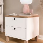 Nord Komodin 2 Çekmeceli Ahşap Ayaklı Sepet-Beyaz ND9-SW