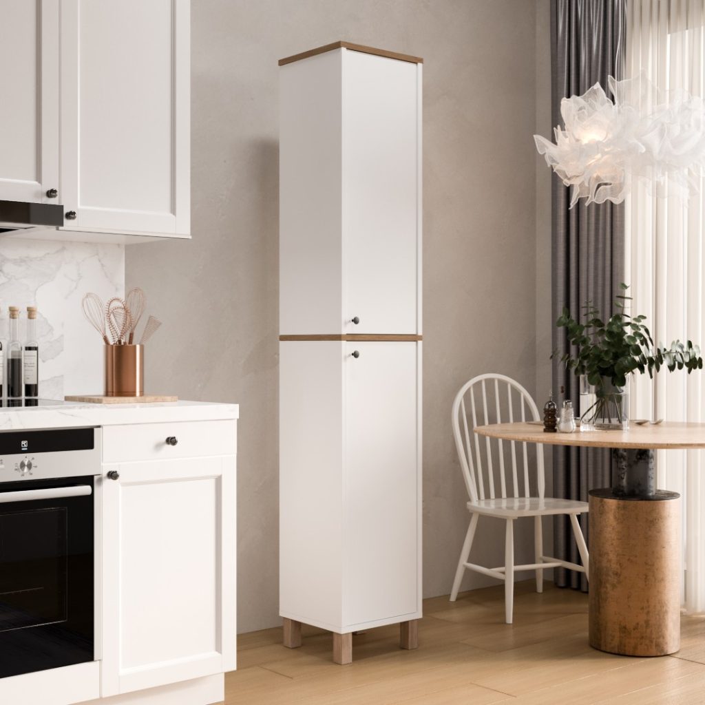 Nord Çok Amaçlı Dolap Mutfak Kiler Banyo Dolabı 195cm Sepet-Beyaz ND12-SW