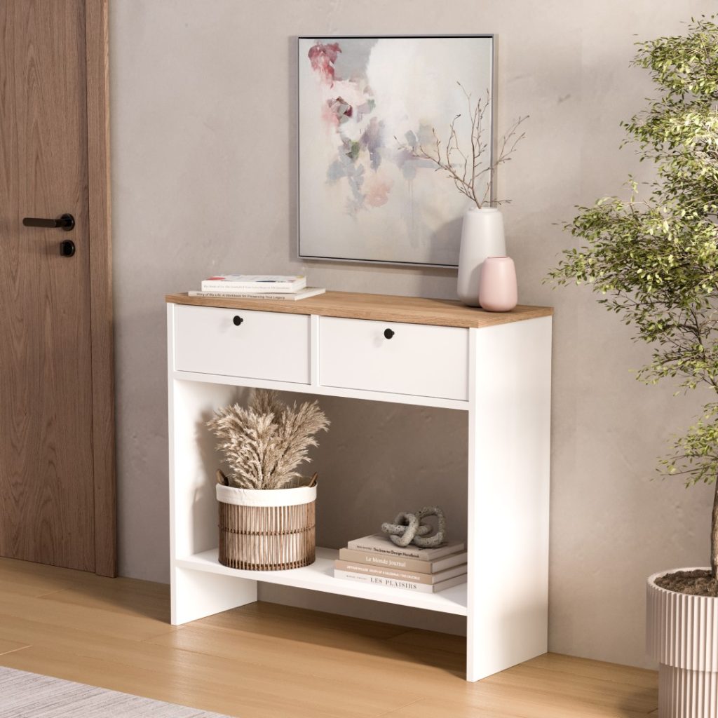 Nord Dresuar Kapaklı Ahşap Ayaklı Sepet-Beyaz ND14-SW