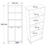 Nord Kitaplık Raf Ahşap Ayaklı 180cm Kapaklı Sepet-Beyaz-Jüt ND13-SW