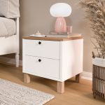 Nord Komodin 2 Çekmeceli Ahşap Ayaklı Sepet-Beyaz ND9-SW