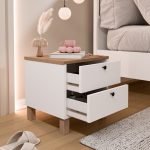 Nord Komodin 2 Çekmeceli Ahşap Ayaklı Sepet-Beyaz ND9-SW